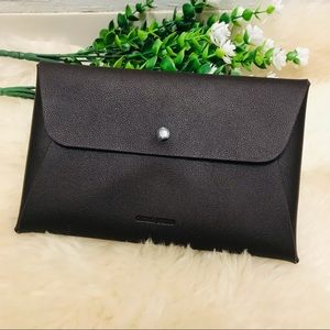 Georg Jensen Brown Leather Envelope Wallet Men's Travel Accessory Snap Front